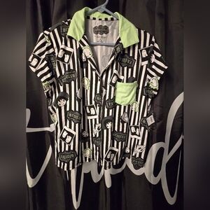 Black and Green Beetlejuice Pajama Shirt